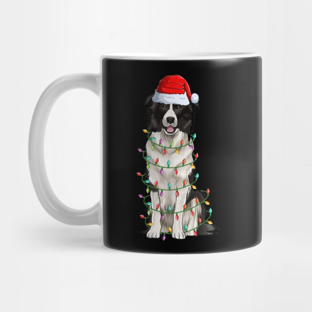 Border Collie Christmas Lights Xmas Dog Lover by Magazine